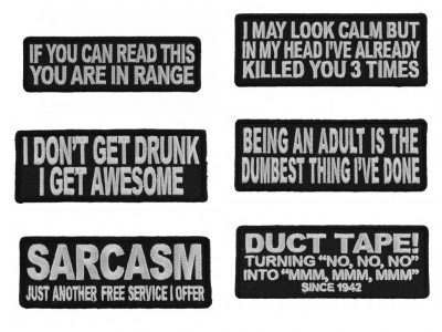 Funny Saying Patches Set Of 6
