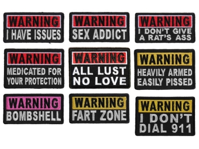 Funny Warning Patches Iron On Sew On Embroidered FUN Patches