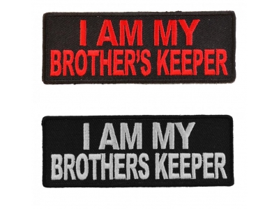 I Am My Brothers Keeper Patches Red White Embroidery On Black Patch 2 Pieces