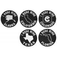 I RODE MINE BIKER Patches Alaska California Colorado Florida Texas States