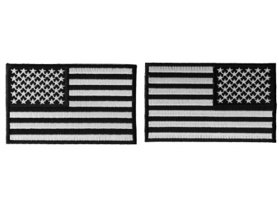 Left And Right American Flag Black And White Patches 4 Inches | Embroidered Patches