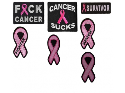 Pink Ribbon Breast Cancer Support Patches Pack Of 7