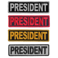 President Patches Embroidered In White Red Yellow Over Black And 1 Reflective Patch