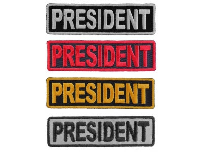 President Patches Embroidered In White Red Yellow Over Black And 1 Reflective Patch