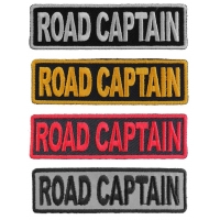 ROAD CAPTAIN Patches Embroidered In White Red Yellow Over Black And 1 Reflective Patch