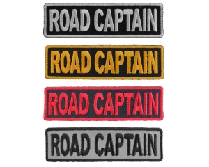 ROAD CAPTAIN Patches Embroidered In White Red Yellow Over Black And 1 Reflective Patch