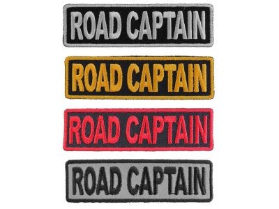 ROAD CAPTAIN Patches Embroidered In White Red Yellow Over Black And 1 Reflective Patch