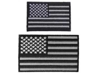 Small Reflective American Flag Patch Set Of 2 US Flag Patches