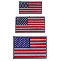 Small US Flag Patches Gray Borders 3 Embroidered American Flags