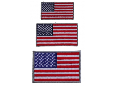 Small US Flag Patches Gray Borders 3 Embroidered American Flags