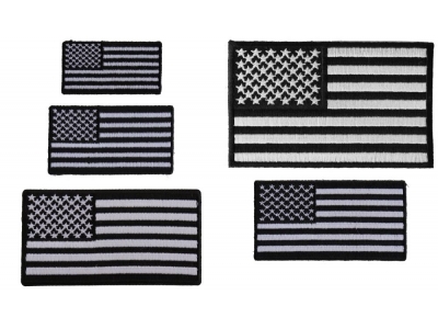 Small US Flag Patches In Black And White 5 Embroidered Iron On Flags