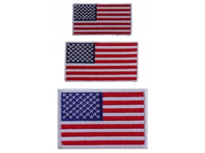 Small US Flag Patches White Border 3 Embroidered American Flags