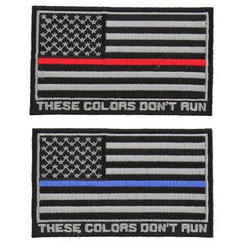 Firefighters Black & White THIN RED LINE American Flag Patch 
