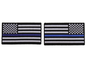 Thin Blue Line Left And Right American Flag Patch Set | Embroidered Patches