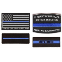 Thin Blue Line Patches Set Of 4 For Police