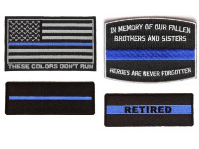 Thin Blue Line Patches Set Of 4 For Police