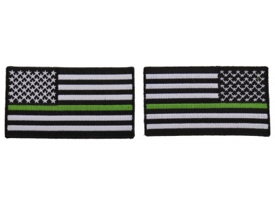 Thin Green Line Left And Right American Flag Patch For Vets | Embroidered Patches
