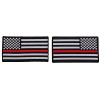 Thin Red Line American Flag Left And Right Patch For Fire Fighters | Embroidered Patches