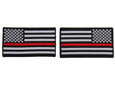 Thin Red Line American Flag Left And Right Patch For Fire Fighters | Embroidered Patches
