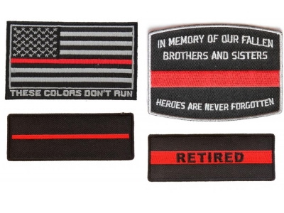 Thin Red Line Fire Fighter Patch Set Of 4 For Firefighters