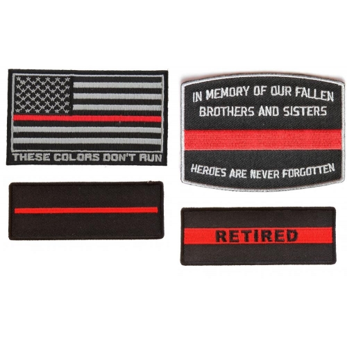 Custom Name Text Firefighter Fire Fireman Thin Red Line 1-3 Line Embroidered Patch 4-6x2 inch