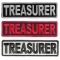 TREASURER Patches Embroidered In White Red Over Black and 1 Reflective Patch