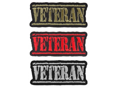 VETERAN Patches Red Green And White Embroidery Over Black Patch Set Of 3