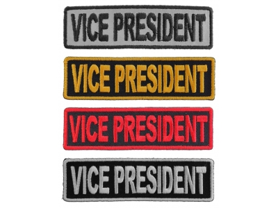 VICE PRESIDENT Patches Embroidered In White Red Yellow Over Black And 1 Reflective Patch