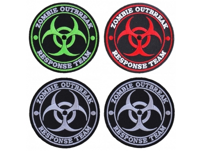 Zombie Outbreak Response Team Patches For Halloween Set Of 4 | Embroidered Patches