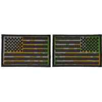 Camo American Flag Patches Left and Right Set