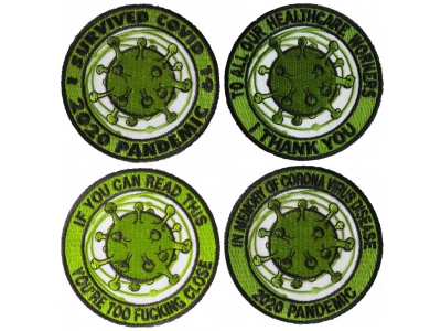 Corona Virus Patches Set of 4 Iron on Corona Patches