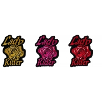 Lady Rider Patches with Rose -Set of 3 Iron on Patches