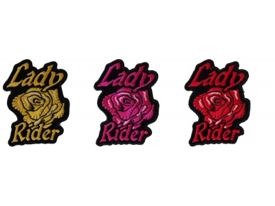 Lady Rider Patches with Rose -Set of 3 Iron on Patches