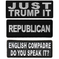 #Trump Political Sayings Emblems Iron on or Sew on Embroidered Patches Set of 3