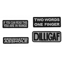 Aggressive Sayings Patches Iron on or Sew on Embroidered Patches Set of 4