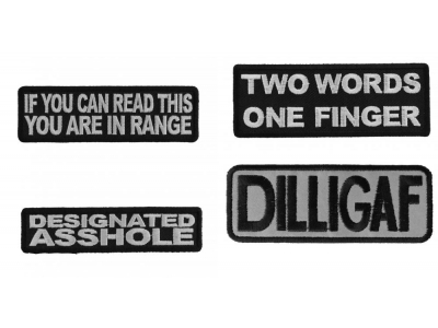 Aggressive Sayings Patches Iron on or Sew on Embroidered Patches Set of 4