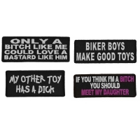 Biker Lady Sayings Patches Mother and Daughter Pack Iron on or Sew on Embroidered Patches Set of 4