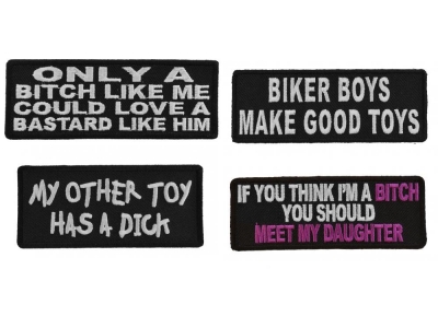 Biker Lady Sayings Patches Mother and Daughter Pack Iron on or Sew on Embroidered Patches Set of 4