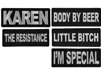 Bold One Liner Sayings Patches, Set of 5 Iron-on Patches