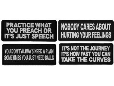 Focus Sayings Iron on or Sew on Embroidered Patches Set of 4