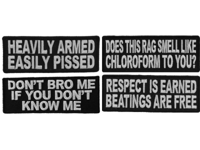 Keep your Distance Aggressive Badass OG Sayings Patches Iron-on or Sew-on Embroidered Patches with adhesive backing Set of 4