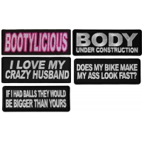 Ladies Biker Sayings Set of 5 Iron On Patches