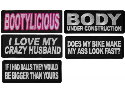 Ladies Biker Sayings Set of 5 Iron On Patches