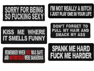 Naughty Toxic Sexy Sayings for Ladies Iron-on or Sew-on Embroidered Patches for Fabrics Set of 6