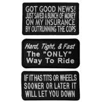 Ride Fast Sayings Iron on or Sew on Set of 3 Embroidered Patches