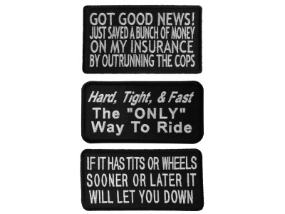 Ride Fast Sayings Iron on or Sew on Set of 3 Embroidered Patches