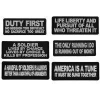 Salute: Patriotic Moral Sayings Iron on or Sew on Embroidered Patches Set of 6