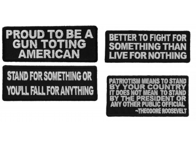 Territorial Patriotic Sayings Patches Iron on or Sew On Set of 4