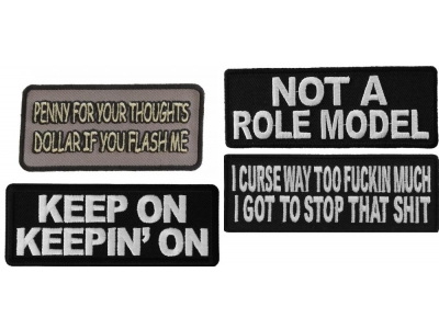 Toxic and Proud Sayings Iron-on or Sew-on Embroidered Patches Set of 4