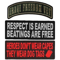 Military Sayings and Rocker Patch Iron on or Sew on  Embroidered Patches Set of 3